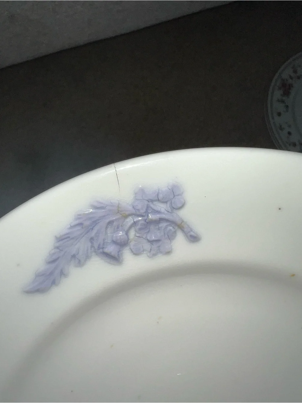 Lilac Floral Porcelain Soup Plate - Elegant Home Dining **Small Crack**